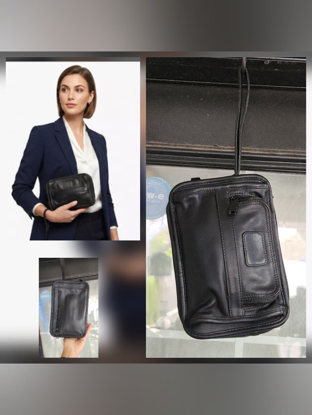 Tumi Alpha Black Leather Travel Clutch Organizer Wristlet Bag